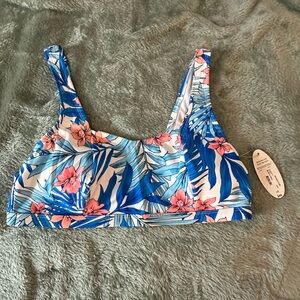 Floral Blue and Pink Bikini Top